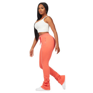 2026 Top Quality Custom Logo <b>Stacked</b> <b>Joggers</b> With Pocket Women Trouser Sweatpants <b>Stacked</b> <b>Jogger</b> Pants For Ladies Cheap Price - Product Image 2