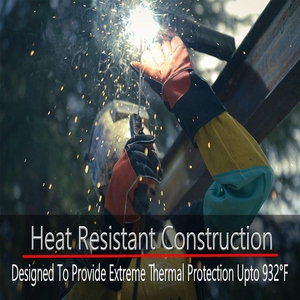 Guantes de Soldadura Reforzados de Piel de Vacuno de Primera Calidad, con Puño de Seguridad, para Uso General, Resistentes al Fuego y al Calor - Product Image 4