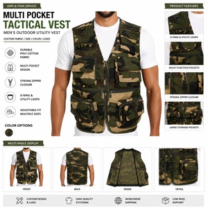 Gilet tactique en jean pour homme, coupe-vent, respirant, 100 % coton, multi-poches, style vêtement de travail, vêtement d'extérieur, été, grandes tailles - Product Image 6