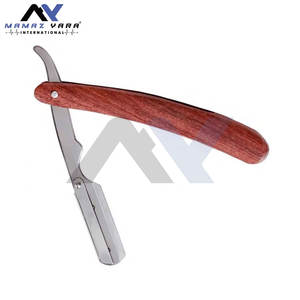 Afeitadoras manuales de seguridad con mango de madera y hoja de acero al carbono para afeitado de rasante, estilo clásico. Venta al por mayor. - Product Image 3