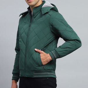 ALLIGNED INDUSTRY Manteau matelassé réversible pour homme, beige, à capuche, avec fermeture éclair, coupe droite/ajustée, col montant uni - Product Image 4