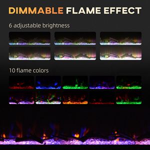 Caminetto Lineare in Vetro da Incasso e a Parete con Telecomando, Fiamma Regolabile in Colore e Luminosità - Product Image 4