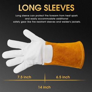 Guantes de soldadura TIG de piel de cabra y cuero vacuno anti-corte, resistentes al calor, de manga larga, para soldadura TIG, en venta. - Product Image 2