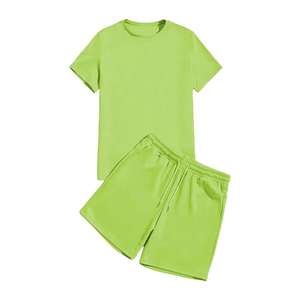 Ensemble deux pièces décontracté d'été pour hommes, vente en gros, avec shorts et t-shirts imprimés, séchage rapide et respirant - Product Image 3