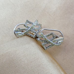 Geometric Hoop Earrings with Crystal Rhinestones 925 <b>Silver</b> Luxury Women's Party Jewelry - Product Image 1