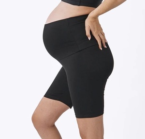 Short de maternité compressif taille haute noir, respirant, en Spandex et Nylon, effet push-up, pour la grossesse, style cycliste, personnalisable, faible MOQ - Product Image 5