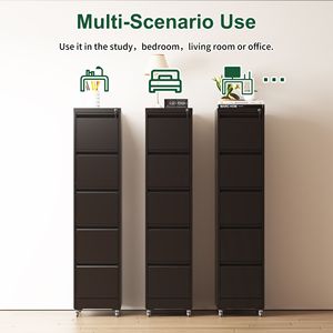 Armadio Verticale in Metallo a 5 Cassetti Resistente con Ruote Bloccabili per Archiviazione Casa e Ufficio - Formati A4/Letter/Legal - Product Image 3