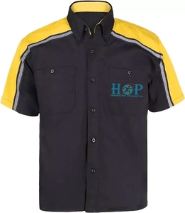 Chemise de mécanicien automobile personnalisée en coton à manches courtes, uniforme de travail pour équipe de course, chemise boutonnée pour mécanicien de garage de course - Product Image 1