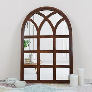 Miroir mural moderne classique à cadre en bois cintrée, décoration intérieure pour salon, chambre et entrée - Product Image 1