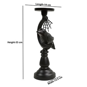 Minimalist <b>Black</b> Aluminum Handmade Eco-Friendly <b>Candlestick</b> Holder with Bird and Moon Design for Home Decoration Religious Use - Product Image 2