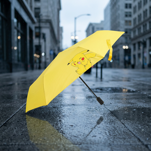 Paraguas Plegable de 3 Secciones Pokemoned Wanja de 55 cm, Amarillo Pikaed, 8 Varillas, Compacto, Portátil, Infantil, Anime, Dibujos Animados, Paraguas para Lluvia, Venta al por Mayor - Product Image 1