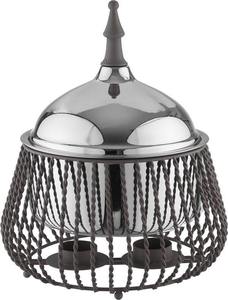 Luxury Round Cart Style Chafing Dish Compact Food Warmer with Wheel Stand Base Miniature Tabletop <b>Buffet</b> <b>Server</b> Single Unit - Product Image 1