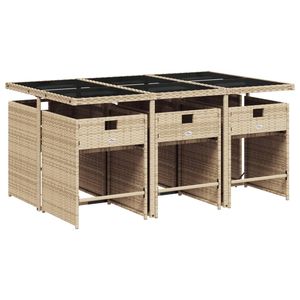 Ensemble de salle à manger patio en poly rotin beige 7 pièces avec coussins ensembles de jardin - Product Image 3