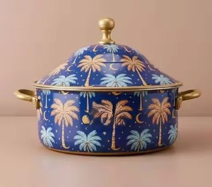 Plat de service émaillé arabe en forme de palmier et de croissant de lune, idéal pour garder les aliments au chaud pendant le Ramadan et la décoration de table de l'Aïd - Product Image 5