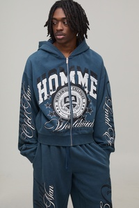 Personalized <b>Mens</b> Tracksuit Set <b>Polyester</b> Cotton Casual Printed Hoodie <b>Jogger</b> Custom DTF Logo Matching Two Piece Outfit Wear - Product Image 3