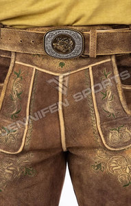 Shorts en cuir de daim respirant à motif bavarois pour hommes, pour l'Oktoberfest - Product Image 2