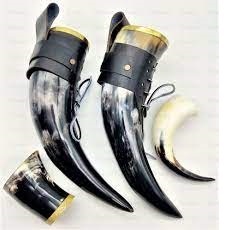 Cuerno Vikingo Grande para Beber con Cadena, Hecho de Cuerno Natural de Búfalo o Buey con Acabado de Ágata y Cuerno para Vino - Product Image 5