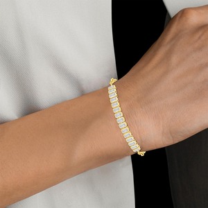 Round Cut Lab Grown Diamond Emerald Setting Tennis Bracelet 1.62 CTW in 18K Yellow Gold - Product Image 1