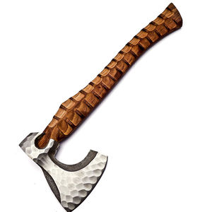 ขวานตัดไม้ Burraq Custom ขนาด 19 นิ้ว หัวแบบ Tomahawk ทำด้วยมือจากเหล็กกล้าไร้สนิมอุตสาหกรรม ด้ามไม้พะยูง ปลอกหนัง ใบมีดขนาด 4.5 นิ้ว - Product Image 2