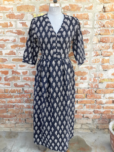 Vestido indio de algodón estampado a mano, 100% algodón, vestido largo con túnicas bordadas, estilo casual, vestido maxi para mujer - Product Image 5