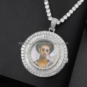 Colgantes y Dijes Personalizados con Foto, Nombre y Logotipo, con Diamantes de Moissanita Cultivados en Laboratorio, Corte Brillante, Oro Amarillo de 14K, Estilo Hiphop - Product Image 1