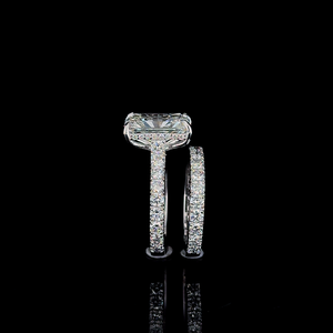 Anillo de boda de lujo con corte radiante certificado por IGI de 5 quilates, juego de anillos de oro macizo de 14K con diamante CVD cultivado en laboratorio, color E, claridad VVS2. - Product Image 3