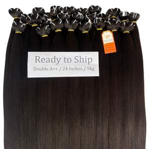 Disponible 20,22,24 pouces Double Dessiné Naturel Noir Droite Trame Bundle brut Vietnamien Cheveux Humains Prêt À Expédier - Product Image 1