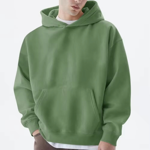 เสื้อฮู้ดสตรีทแวร์แบบสวมหัว ปักลายเรียบง่าย สำหรับผู้ชาย ผ้าหนา 500 GSM ผ้าฝ้าย 100% หลายสี ขายส่งจำนวนมาก - Product Image 1