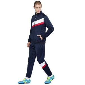 Mens Navy Blue Colorblock Tracksuit Full Zip Jacket Tapered <b>Jogger</b> Set 240GSM <b>Polyester</b> Winter Sportswear Suit - Product Image 6