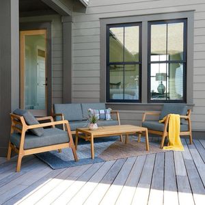 Conjunto de Sofás de Teca Contemporáneos para Exteriores, Muebles de Patio de Madera, Conjunto de Salón para Jardín, Madera Sólida, Fabricante de Indonesia - Product Image 1