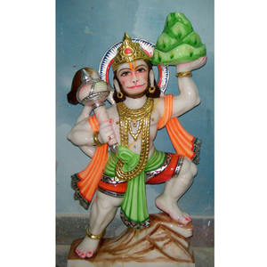Statue de Lord Hanuman Ji avec Ram et Laxman en marbre blanc de haute qualité, fabriquée à la main, élégante et magnifique, pour le culte dans les temples - Product Image 5