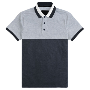 Men's Short Sleeve Color Blocked Knitted <b>Polo</b> Shirt Regular Fit Casual Black <b>White</b> - Product Image 2