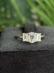 Three Stone Diamond <b>Ring</b> 925 Silver Prong Setting Emerald Cut Classic Engagement Women's Jewelry - Product Image 3