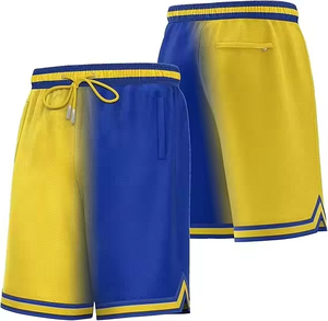 Men's Blue Yellow Gradient Mesh Basketball Shorts Drawstring Closure Breathable Regular Fit Summer Sport Apparel With Pockets - Product Image 1