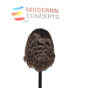 Indian Temple Hair HD for Wig Wavy Human Hair Extensions Indian Remy Double Weft 100g Machine Made Virgin Long Wavy Dark <b>Brown</b> - Product Image 6