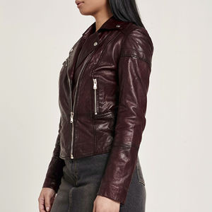 Top Premium Quality Leather <b>Western</b> <b>Jacket</b> Custom Logo Design Women's Slim Fit Zipper Closure Unique Clothing - Product Image 5