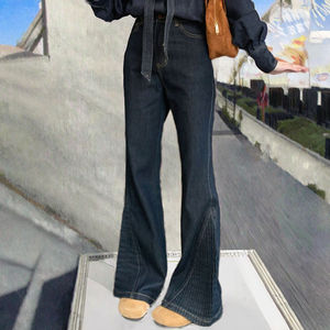 HAMIO SPORTS Women Distressed Wide Leg <b>Denim</b> Jeans <b>Stretch</b> Breathable Waterproof Eco-Friendly Regular Fit Casual Vintage Premium - Product Image 3