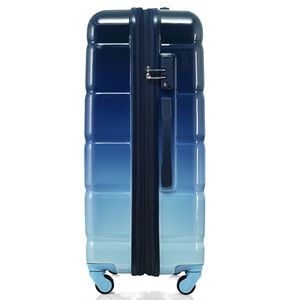 Set portabagagli USB da 20 pollici con supporto per portabicchieri blu gradiente certificato compagnia aerea con ruote a Spinner a guscio rigido ABS + PC - Product Image 5