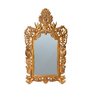 กระจกติดผนังไม้สักคลาสสิกตกแต่งอย่างประณีต พร้อมงานแกะสลักศิลปะ ทำด้วยมือ เป็นมิตรกับสิ่งแวดล้อม ฉลองตรุษจีน - Product Image 1