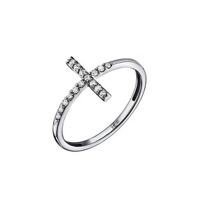 Cross Diamond <b>Rings</b> 14k 18k Solid Gold Pave Round Cut Lab Grown Diamond Religious Minimalist Everyday Wear <b>Stacking</b> Fine Jewelry - Product Image 1