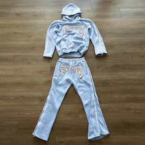 Conjunto de Dos Piezas de Sudadera con Capucha y Pantalones Deportivos Estilo Urbano para Hombre y Mujer, Sudadera con Capucha Extra Grande con Letras Bordadas, Conjunto de Pantalones - Product Image 3