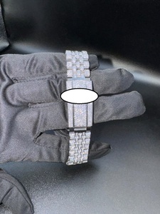 Montre analogique pour homme ZAWO 41 mm en acier inoxydable, diamant Moissanite VVS1, mouvement japonais automatique, vintage, hip-hop, faite à la main, sportive - Product Image 2