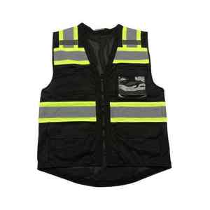 100% Polyester Knitted and Mesh Comfortable Safety <b>Vest</b> Workwear <b>Black</b> Safety <b>Vest</b> Wholesale High Reflective Safety <b>Vest</b> - Product Image 1