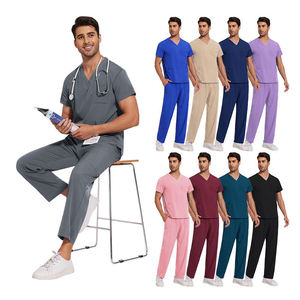 <b>Women's</b> V-Neck Scrub Set Spandex/Polyester Canvas Fabric Needle Detection Hospital Uniform Eco-Friendly Custom Logo Blue <b>Teal</b> - Product Image 6
