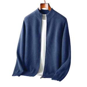 Cárdigan de Cachemira Cálido y Versátil para Hombre, Otoño-Invierno 2025, Chaqueta de Punto Gruesa con Cuello Medio Alto y Cierre de Cremallera - Product Image 1
