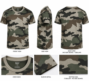T-shirt à manches courtes, col rond, coupe classique, style décontracté, tissu tricoté imprimé avec motif camouflage - Product Image 1