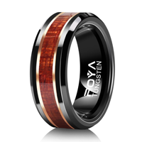 Bague en carbure de tungstène noir avec incrustation de bois pour femmes et hommes, alliance confortable, bijou de fiançailles et de promesse
