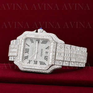 Reloj de Lujo de Edición Limitada con Incrustaciones de Moissanita para Hombre |   Reloj de Pulsera Cuadrado Automático Analógico de Acero Inoxidable con Cristal de 20 mm, Estilo Hip Hop - Product Image 2