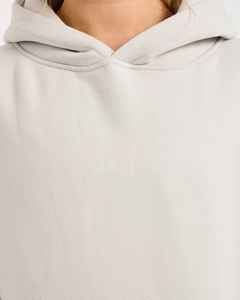 Sweat à capuche surdimensionné en coton respirant et écologique pour femme, avec poches tricotées et logo personnalisé, couleur unie – Tendance actuelle - Product Image 3