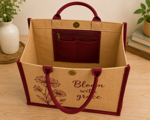 Sac fourre-tout en jute Bloom with Grace avec fermeture magnétique, sac de plage à main 40x32x15cm - Product Image 5